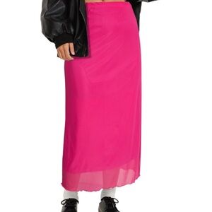 Barbie pink mesh midi skirt